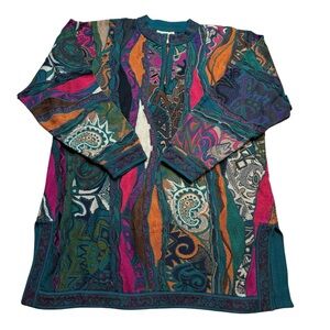 👚Rare Vintage Coogi Sweater L 1/4 Zip Multicolor Knit Australia 90 Biggie Cosby👕